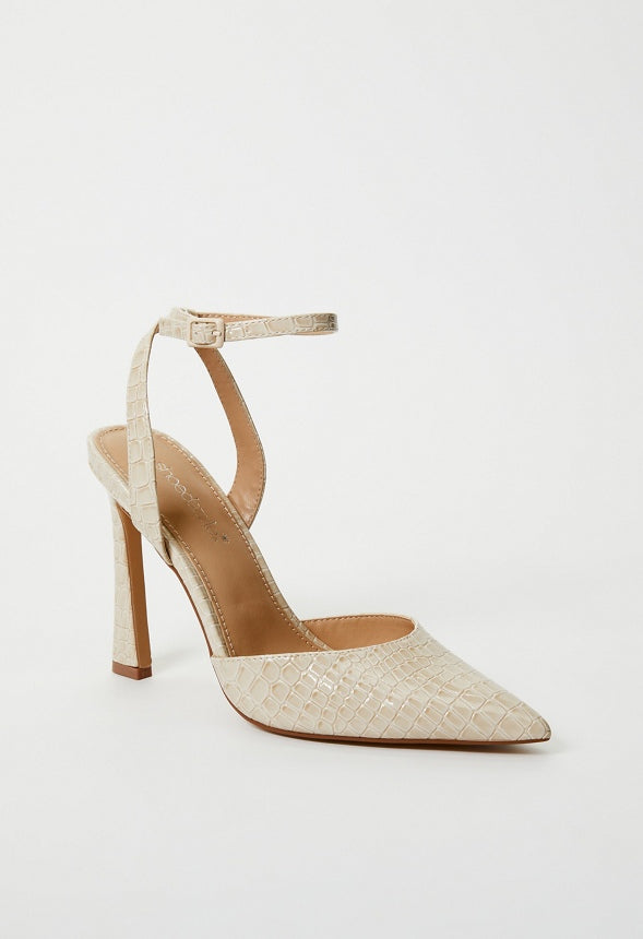 Elaina Ankle Strap Pump Birch White