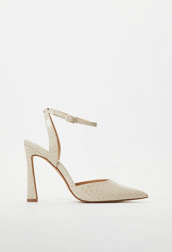 Elaina Ankle Strap Pump Birch White