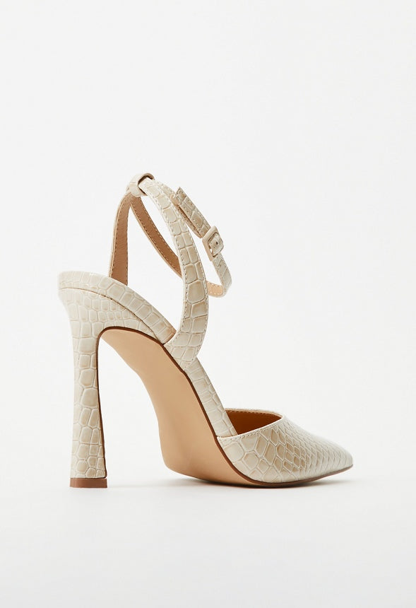 Elaina Ankle Strap Pump Birch White
