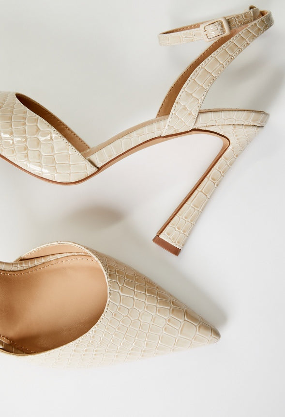 Elaina Ankle Strap Pump Birch White
