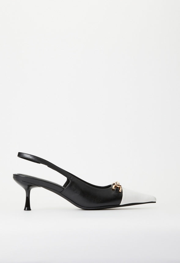 Natalya Slingback Pump Black/ Bright White