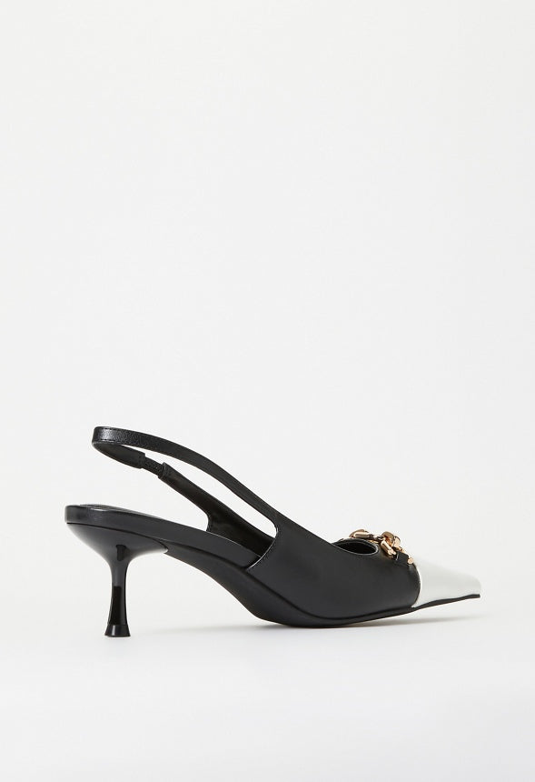 Natalya Slingback Pump Black/ Bright White