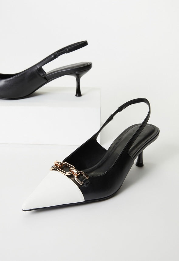 Natalya Slingback Pump Black/ Bright White