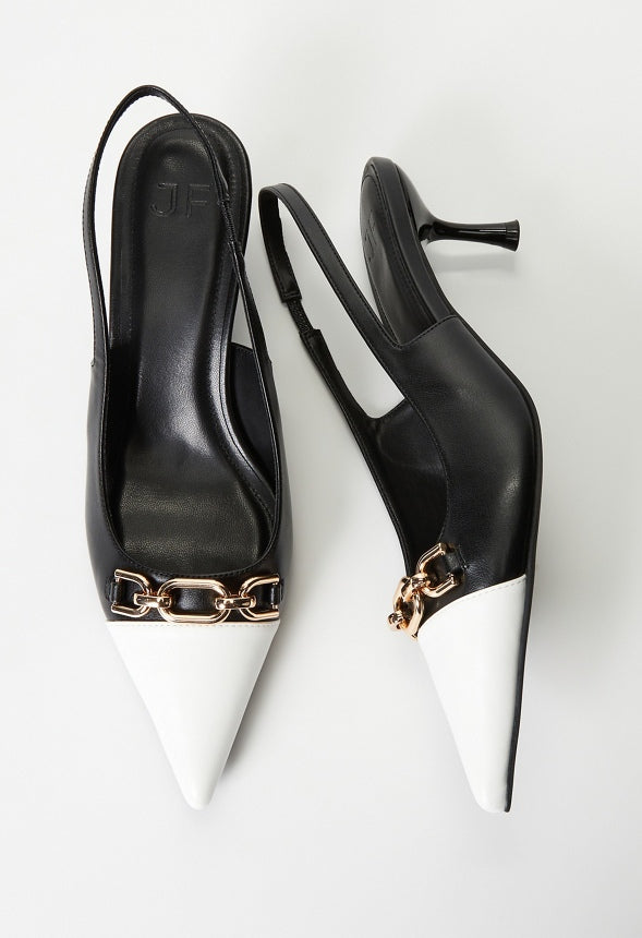 Natalya Slingback Pump Black/ Bright White