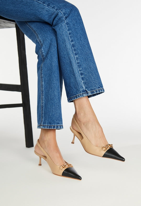 Natalya Slingback Pump New Nude/ Black