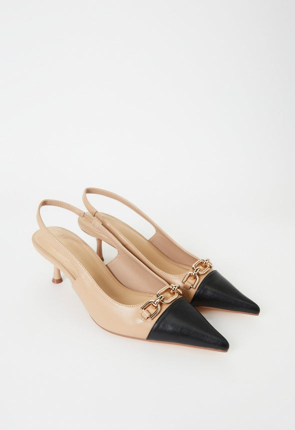 Natalya Slingback Pump New Nude/ Black