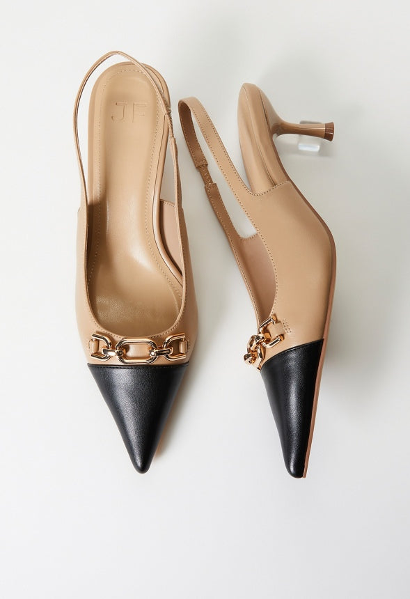 Natalya Slingback Pump New Nude/ Black