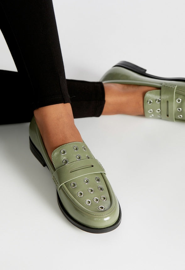 Zuri Flat Loafer Deep Lichen Green