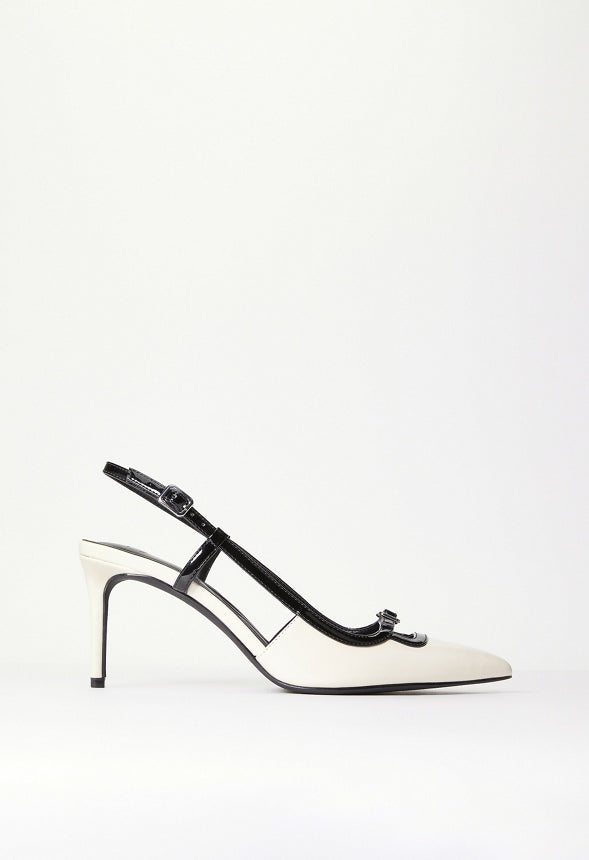 Dominique Slingback Pump Birch White/ Black