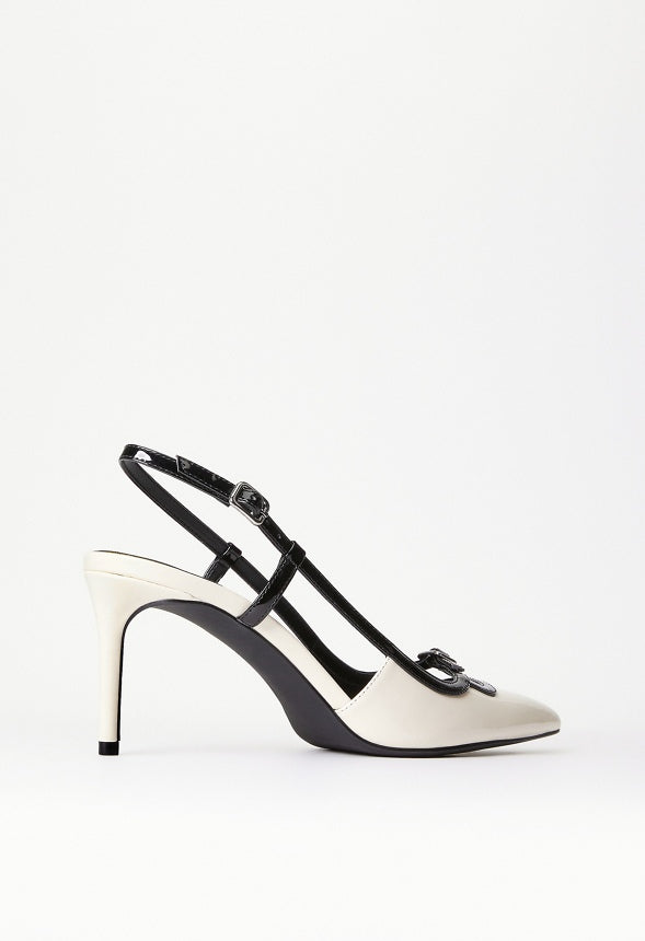 Dominique Slingback Pump Birch White/ Black