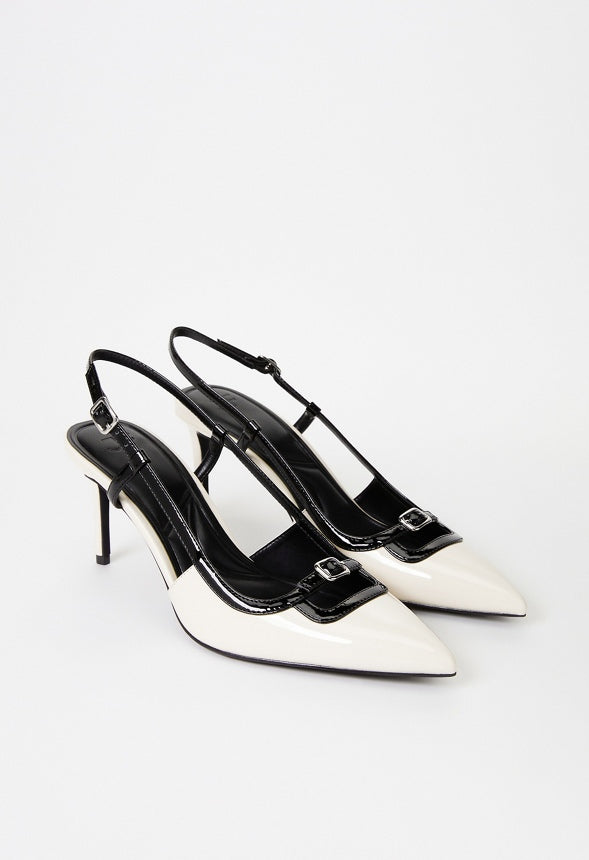 Dominique Slingback Pump Birch White/ Black