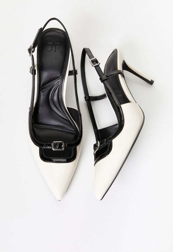 Dominique Slingback Pump Birch White/ Black