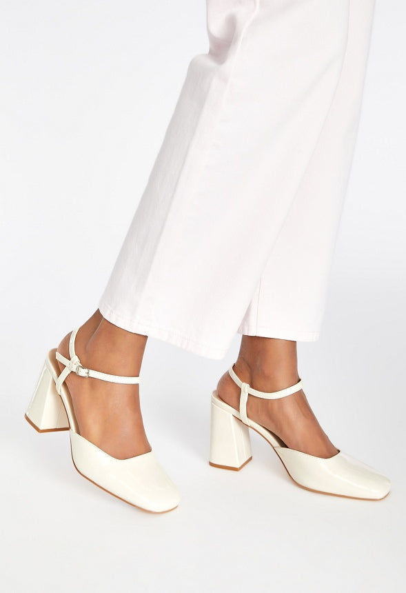 Marnie Ankle Strap Pump Birch White