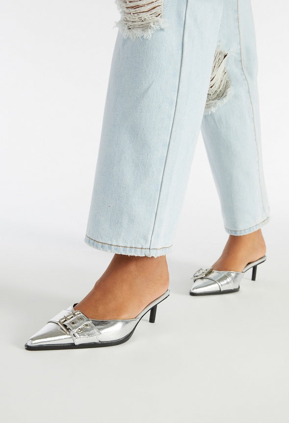 Yara Kitten Pump Silver