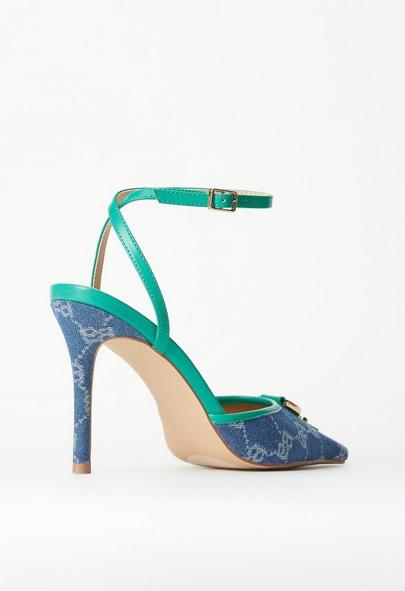 Sammi Ankle Strap Pump Bosphorus Green/ Denim