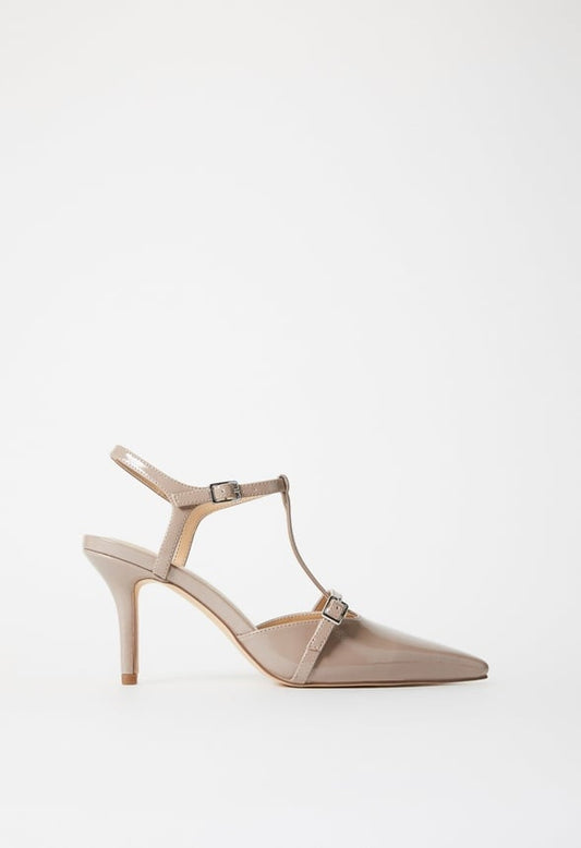 Hira Ankle Strap Pump Warm Taupe