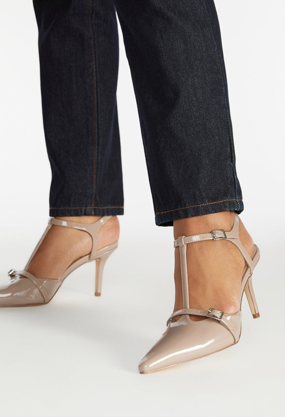 Hira Ankle Strap Pump Warm Taupe