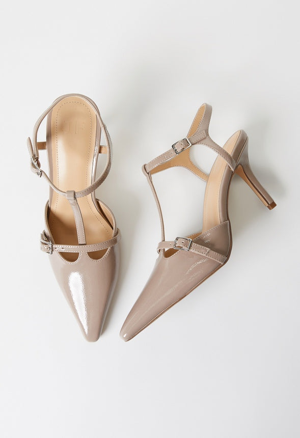 Hira Ankle Strap Pump Warm Taupe