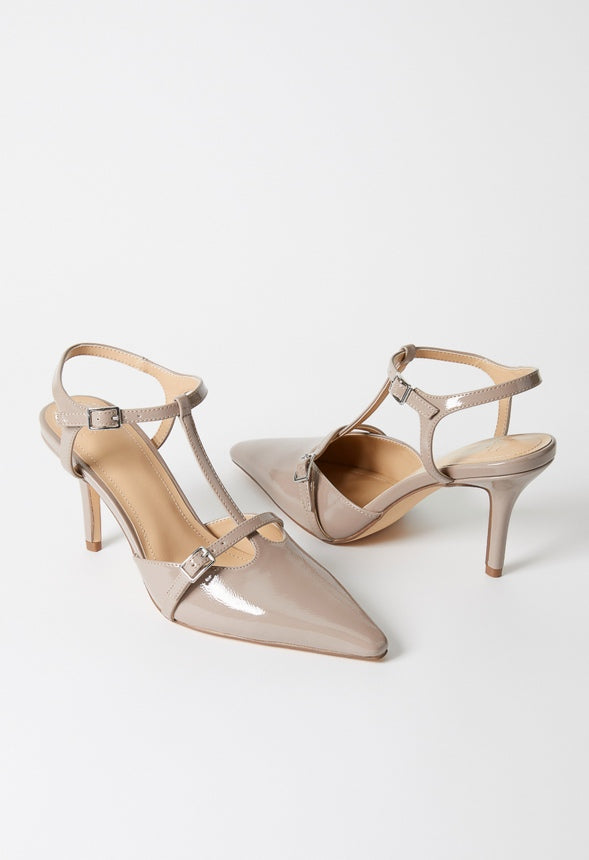 Hira Ankle Strap Pump Warm Taupe