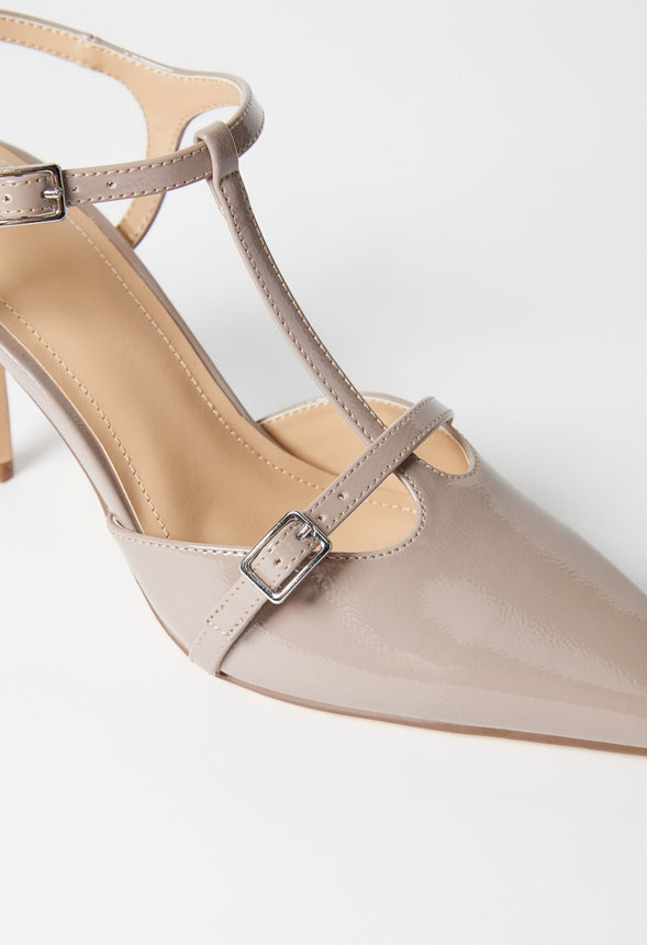 Hira Ankle Strap Pump Warm Taupe