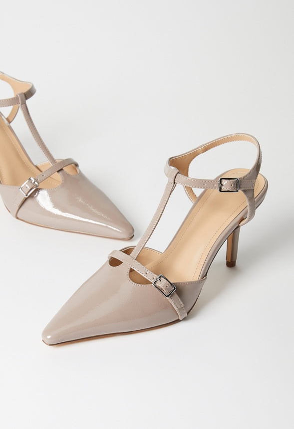 Hira Ankle Strap Pump Warm Taupe