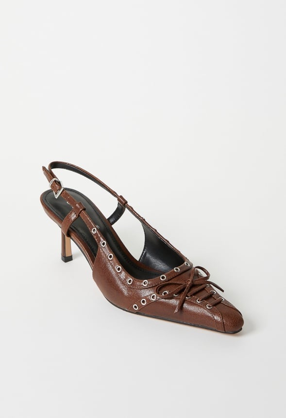 Ashlin Slingback Pump Leather Brown Distressed
