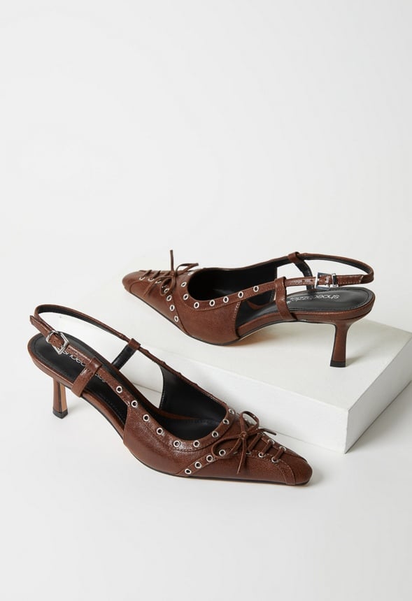 Ashlin Slingback Pump Leather Brown Distressed