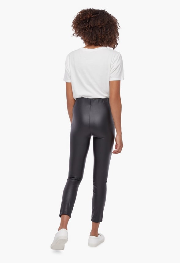 High Rise Faux Leather Leggings Black Caviar