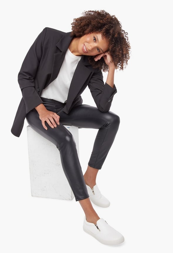 High Rise Faux Leather Leggings Black Caviar