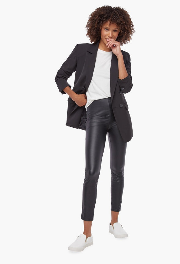 High Rise Faux Leather Leggings Black Caviar