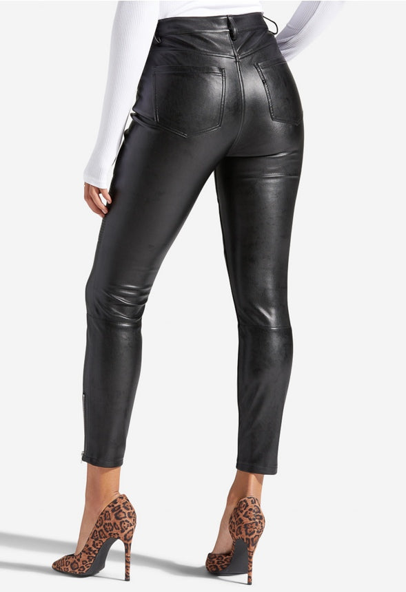 FAUX LEATHER BIKER PANTS Black