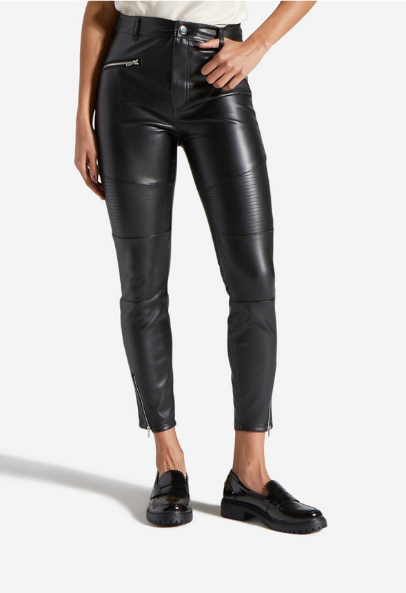 FAUX LEATHER BIKER PANTS Black