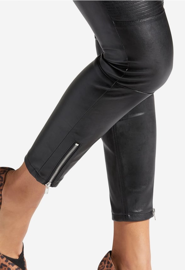 FAUX LEATHER BIKER PANTS Black
