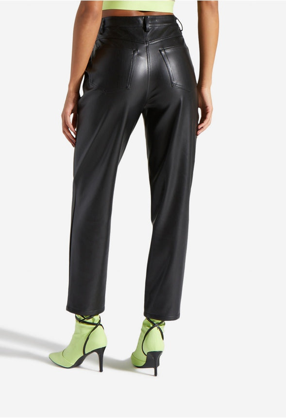 QUILTED FAUX LEATHER BALLOON PANTS Caviar