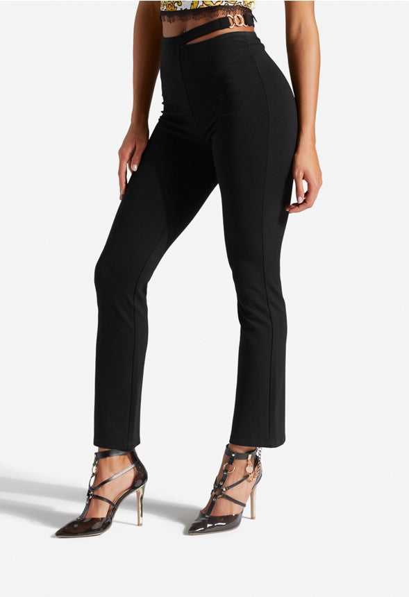 CUTOUT PONTE PANTS Caviar