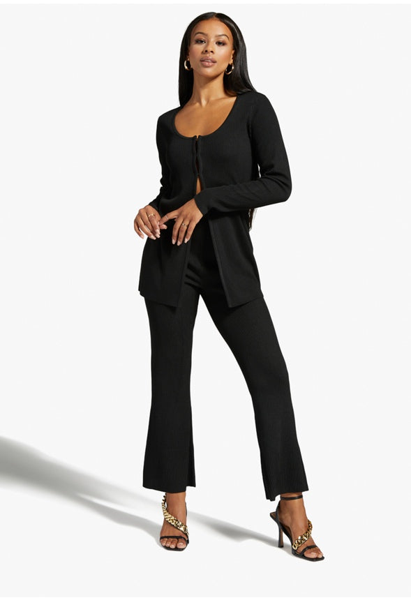 RIB FLARE PANTS Caviar