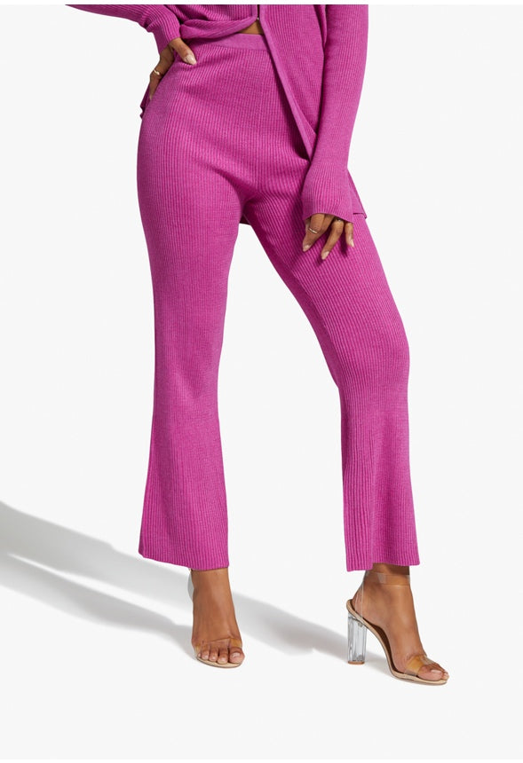RIB FLARE PANTS Purple Orchid