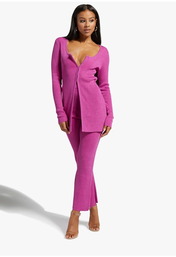 RIB FLARE PANTS Purple Orchid