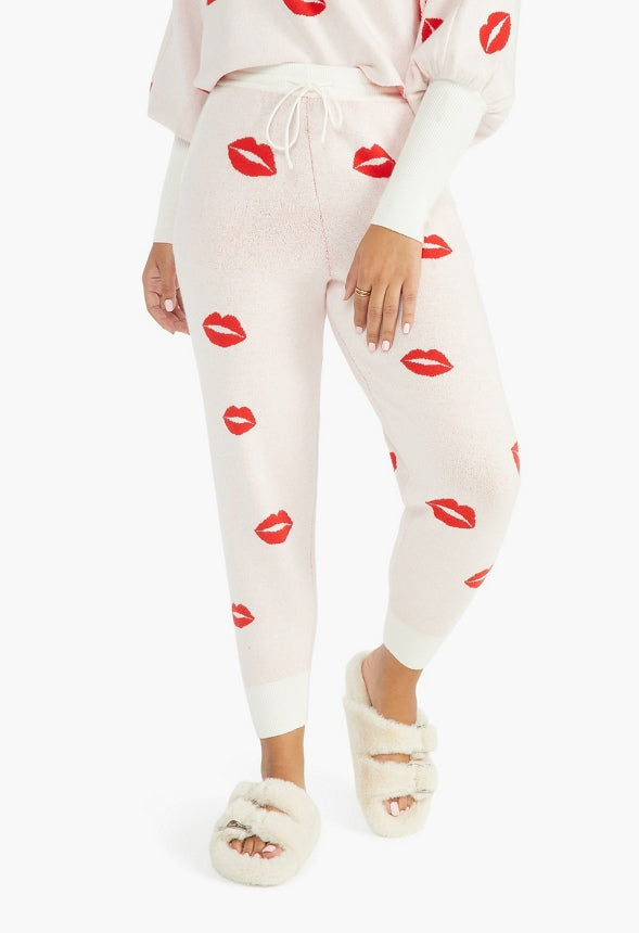 JACQUARD SWEATER JOGGER Marshmallow Multi - Lips