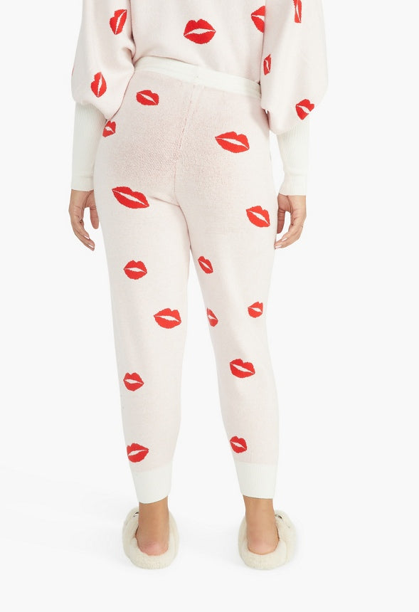 JACQUARD SWEATER JOGGER Marshmallow Multi - Lips