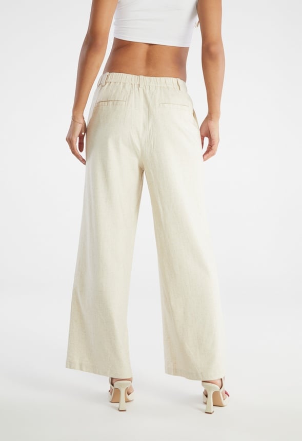 Wide Leg Trouser Neutral Linen