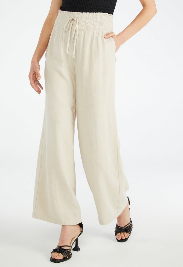 Smocked Leg Wide Pant Cement