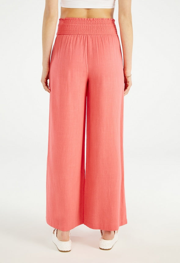 Smocked Leg Wide Pant Calypso Coral