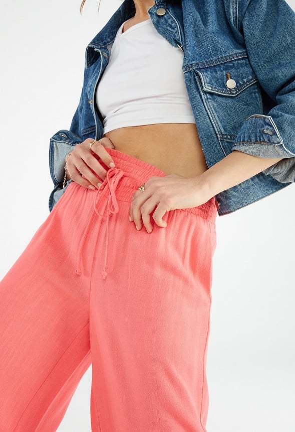 Smocked Leg Wide Pant Calypso Coral