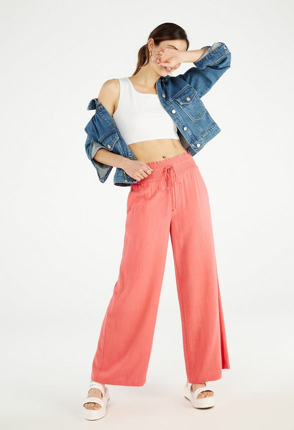 Smocked Leg Wide Pant Calypso Coral