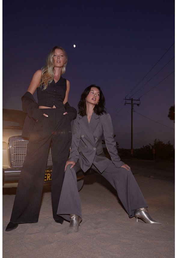 Wide Leg Suiting Trouser Vapor Blue