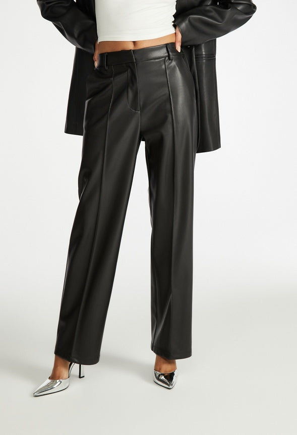 Wide Leg Faux Leather Trouser Black Caviar