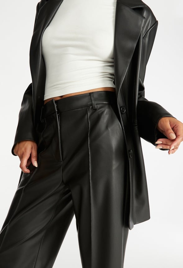 Wide Leg Faux Leather Trouser Black Caviar
