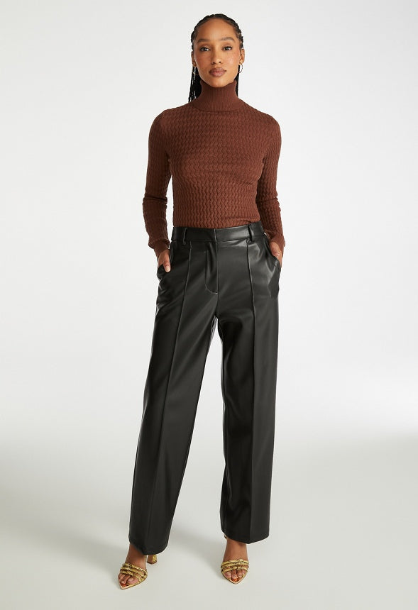 Wide Leg Faux Leather Trouser Black Caviar