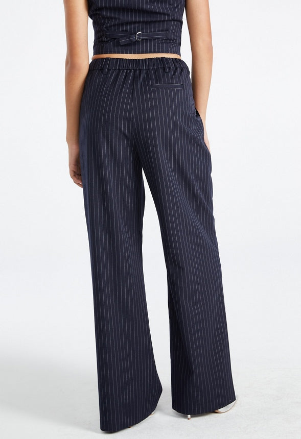 Pinstripe Wide Leg Trouser Navy Stripe